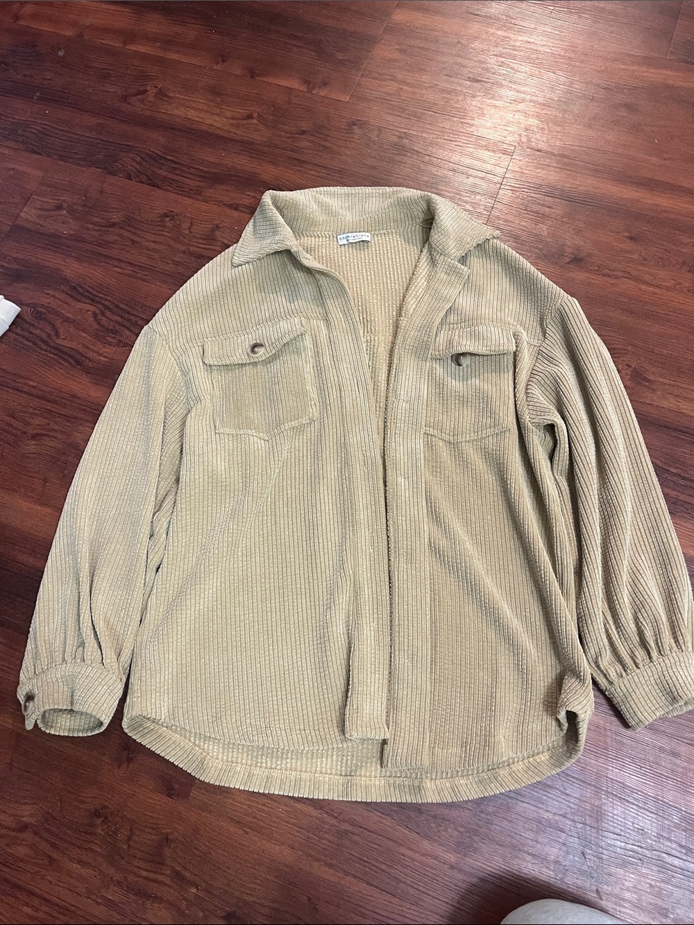 Paper Crane Beige Ribbed Shacket Jacket
